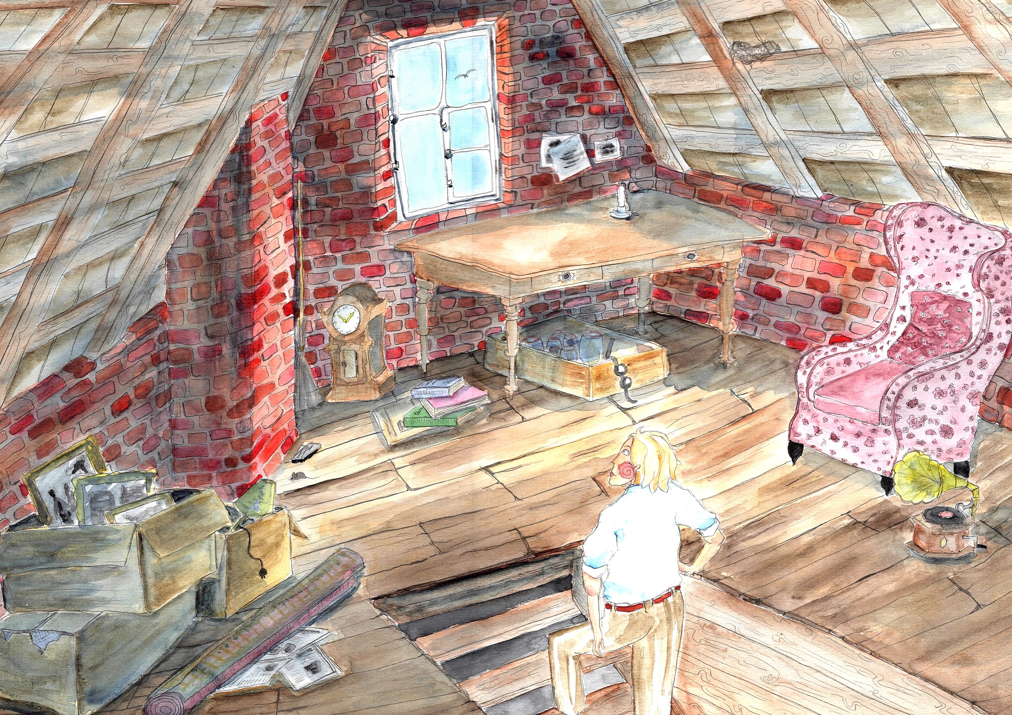 der Ursprung der Welt (2022), Aquarell, 41x29cm